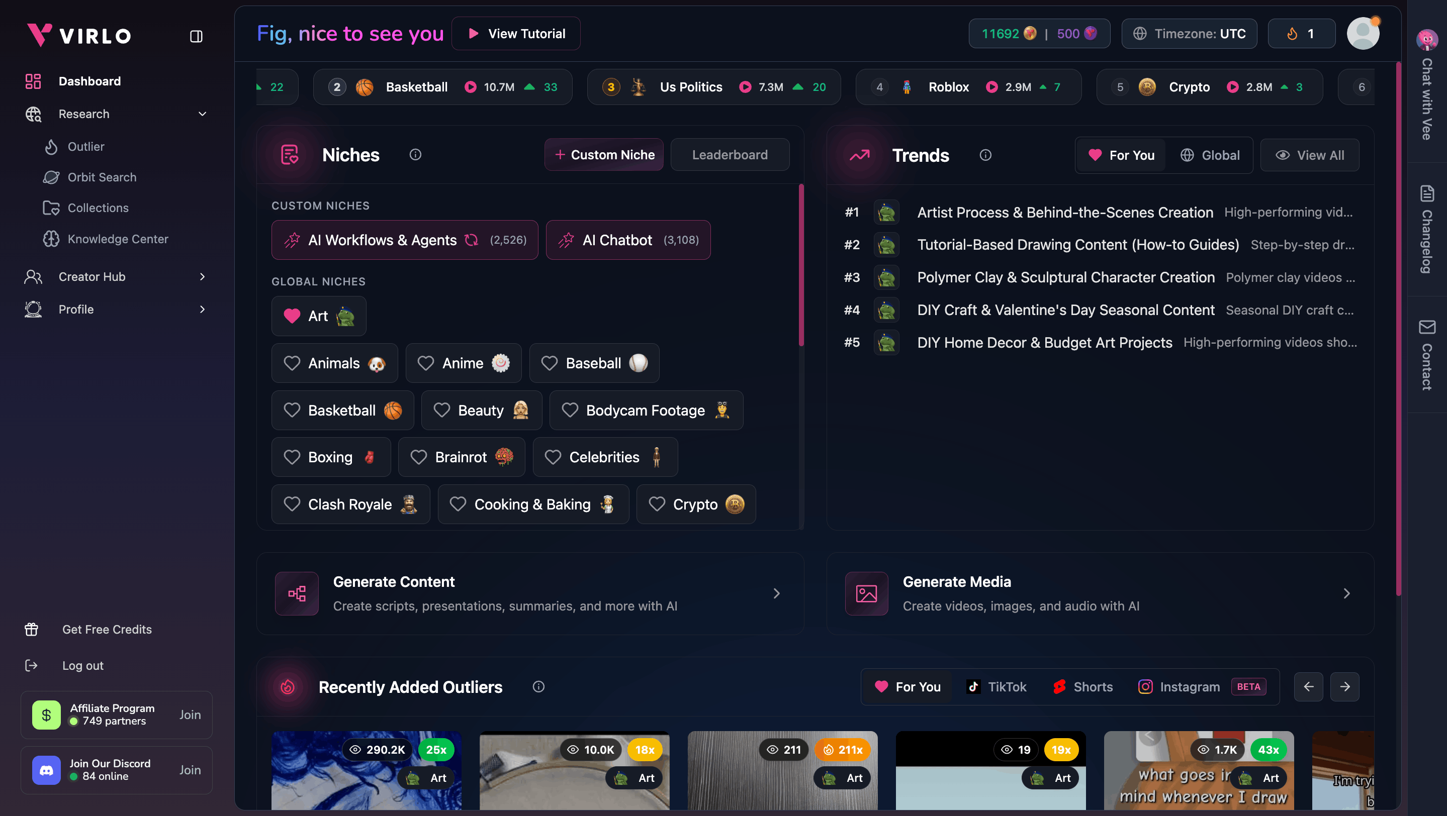 Virlo Dashboard Demo