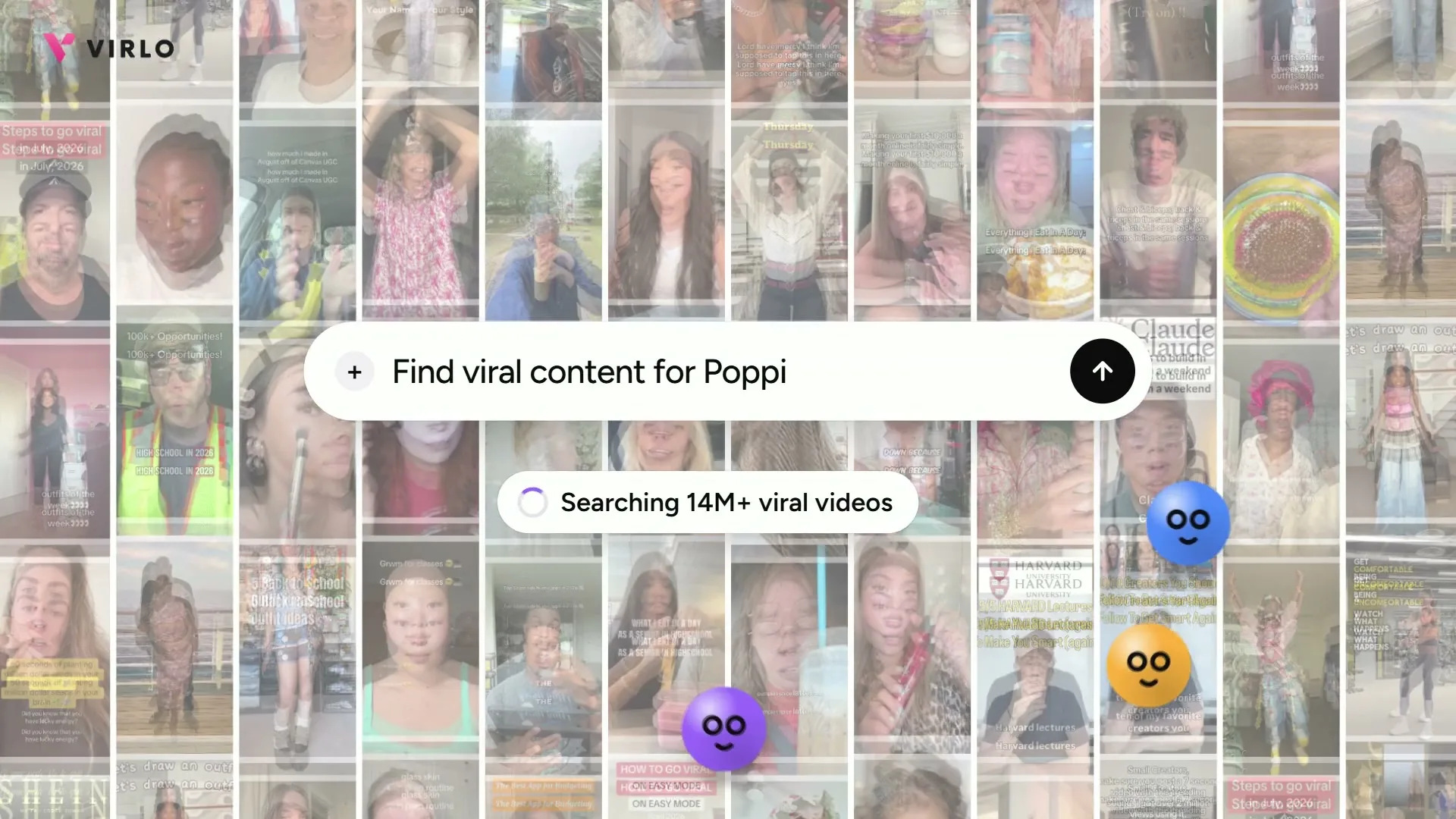 Typing Find viral content for Poppi into the search bar