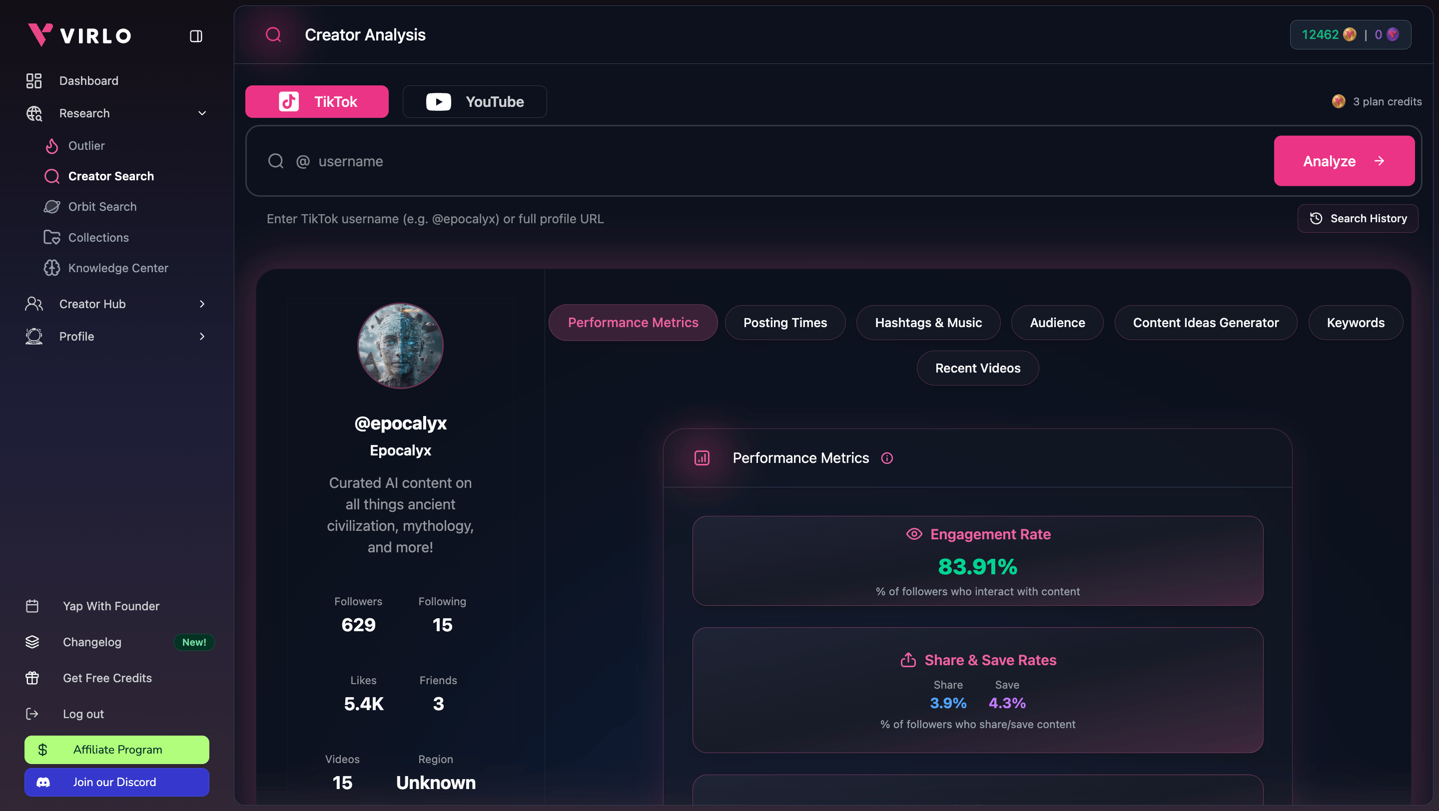 TikTok Profile Analyzer Dashboard